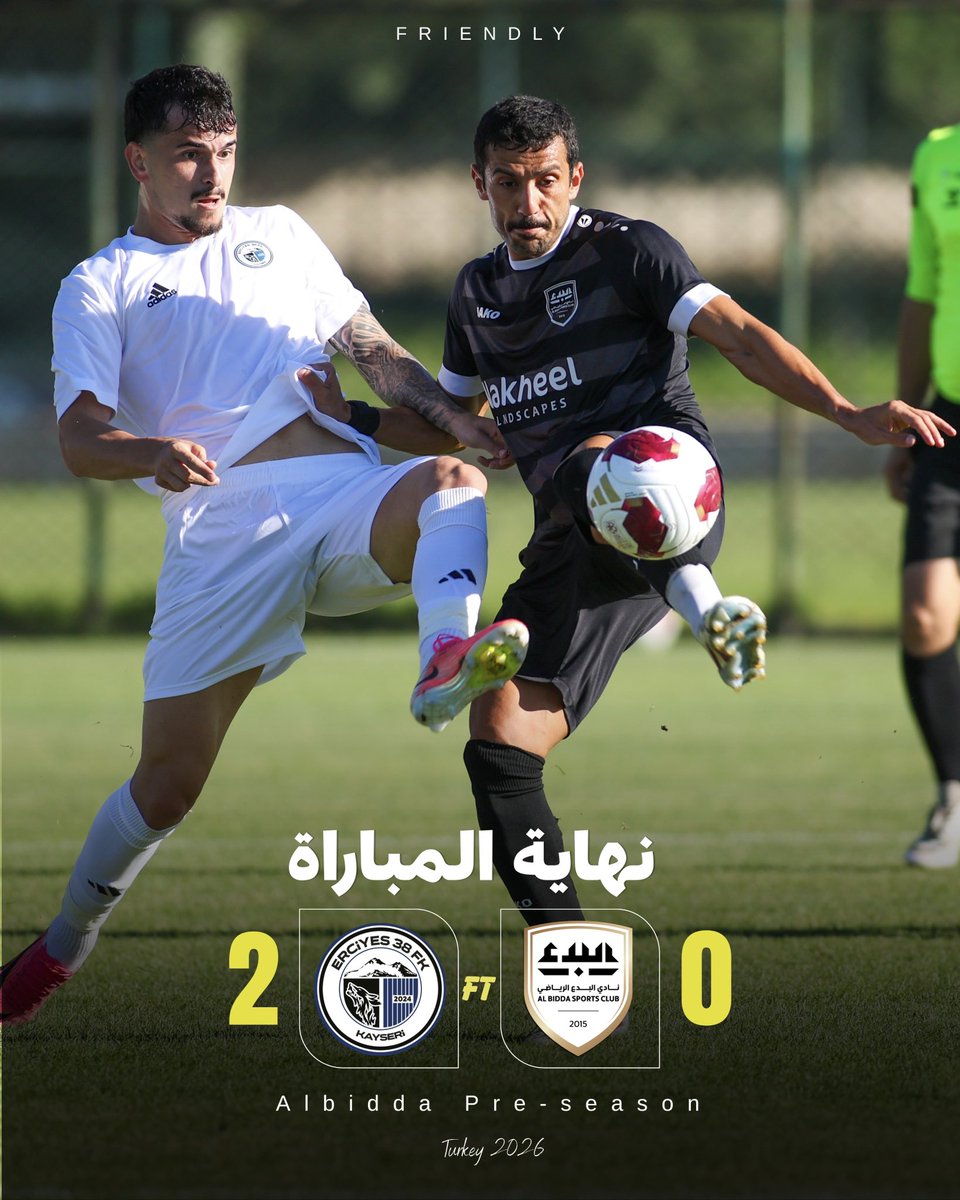 albiddascqatar's tweet photo. نهـاية المباراة 🔚
البــدع 0-2  قيصري إرجييس 38 إف كيه
#شجع_البدع #معسكر_البدع🇹🇷 https://t.co/vbNOxCWtHa