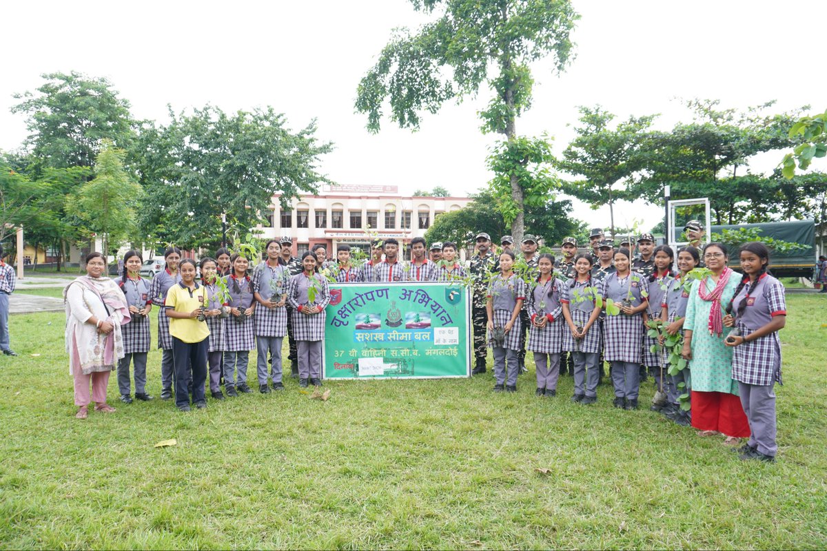 37BnSSB_INDIA's tweet photo. As on date, 30/07/2026, a plantation drive was jointly conducted by SHQ SSB Mangaldoi and 37 Bn SSB Mangaldoi at PM SHRI Kendriya Vidyalaya, Mangaldoi. https://t.co/FoV9mY46pX