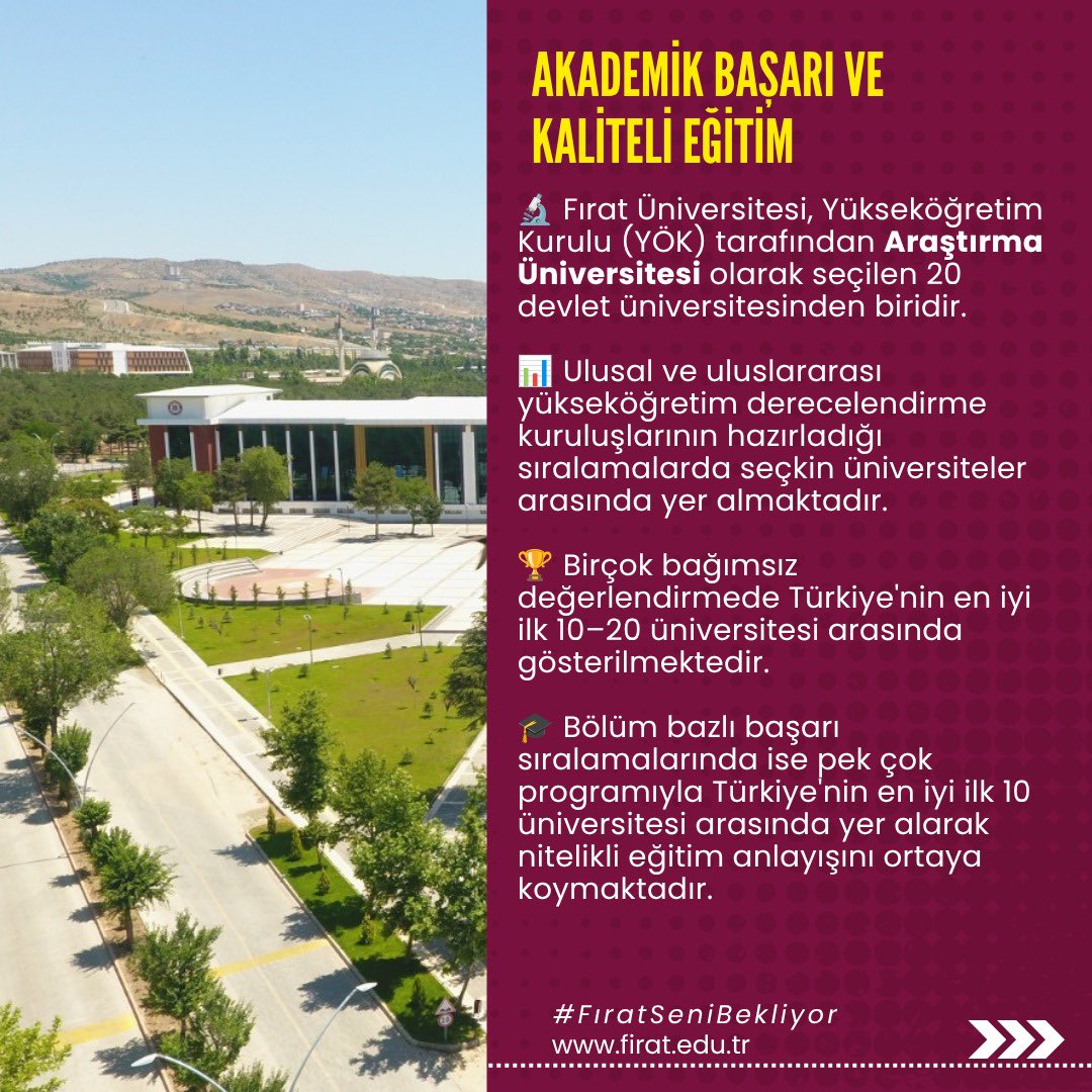 firatresmihesap's tweet photo. Neden Fırat Üniversitesi?

Başarıları, araştırma üniversitesi kimliği, güçlü akademik altyapısı ve öğrenci odaklı yaklaşımıyla Fırat Üniversitesi, seni hedeflerine bir adım daha yaklaştırıyor.

#FıratSeniBekliyor

#FıratÜniversitesi #Elazığ #Tercih2026 #YKS2026 https://t.co/EsryAX6CSB