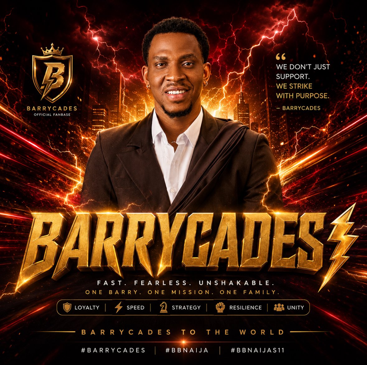 BarryCades's tweet photo. ⚡️ A movement has a name. A family has an identity.

We are BARRYCADES.

We don’t just support…
We strike with purpose.

If you’re riding with Barry till the very end, drop a ⚡️ in the comments.

One Barry. One Mission. One Family.

🛡️ #BARRYCADES #BBNaija
#BBNaijaS11 #bbnaija https://t.co/hXhKWwH9CP