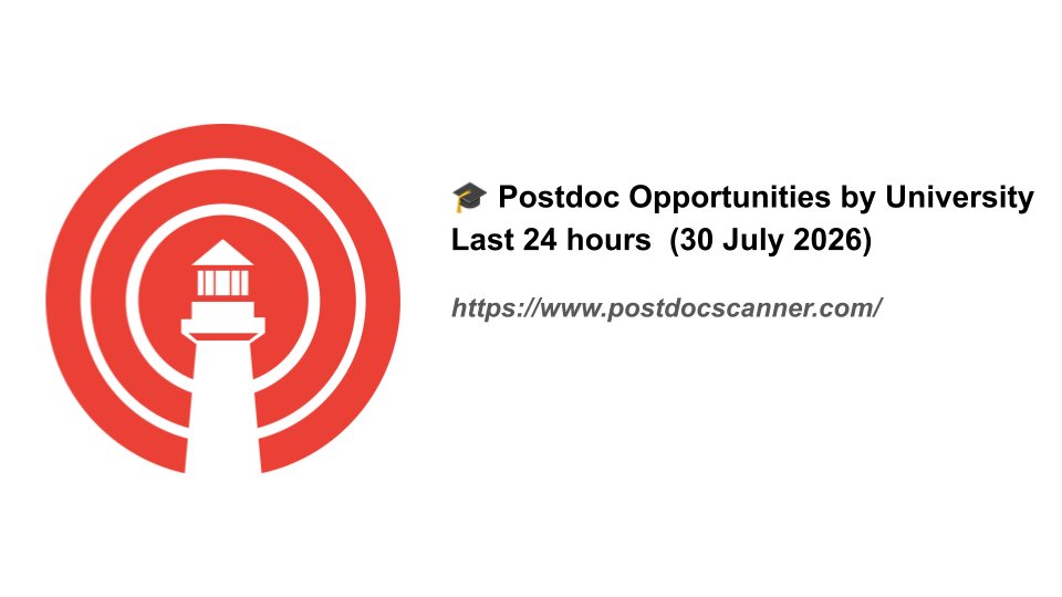 postdocscanner's tweet photo. 🌍 42 New Postdoc Positions Listed in the Last 24 Hours (30 July 2026) — Across the Globe

Fresh on PostdocScanner: 42 new postdoc openings posted in the last 24 hours, spanning Europe, Australia, and the US.

📌 More Info
Browse all new listings here: https://t.co/LcCzfkbyIv https://t.co/iNviNtUXjL