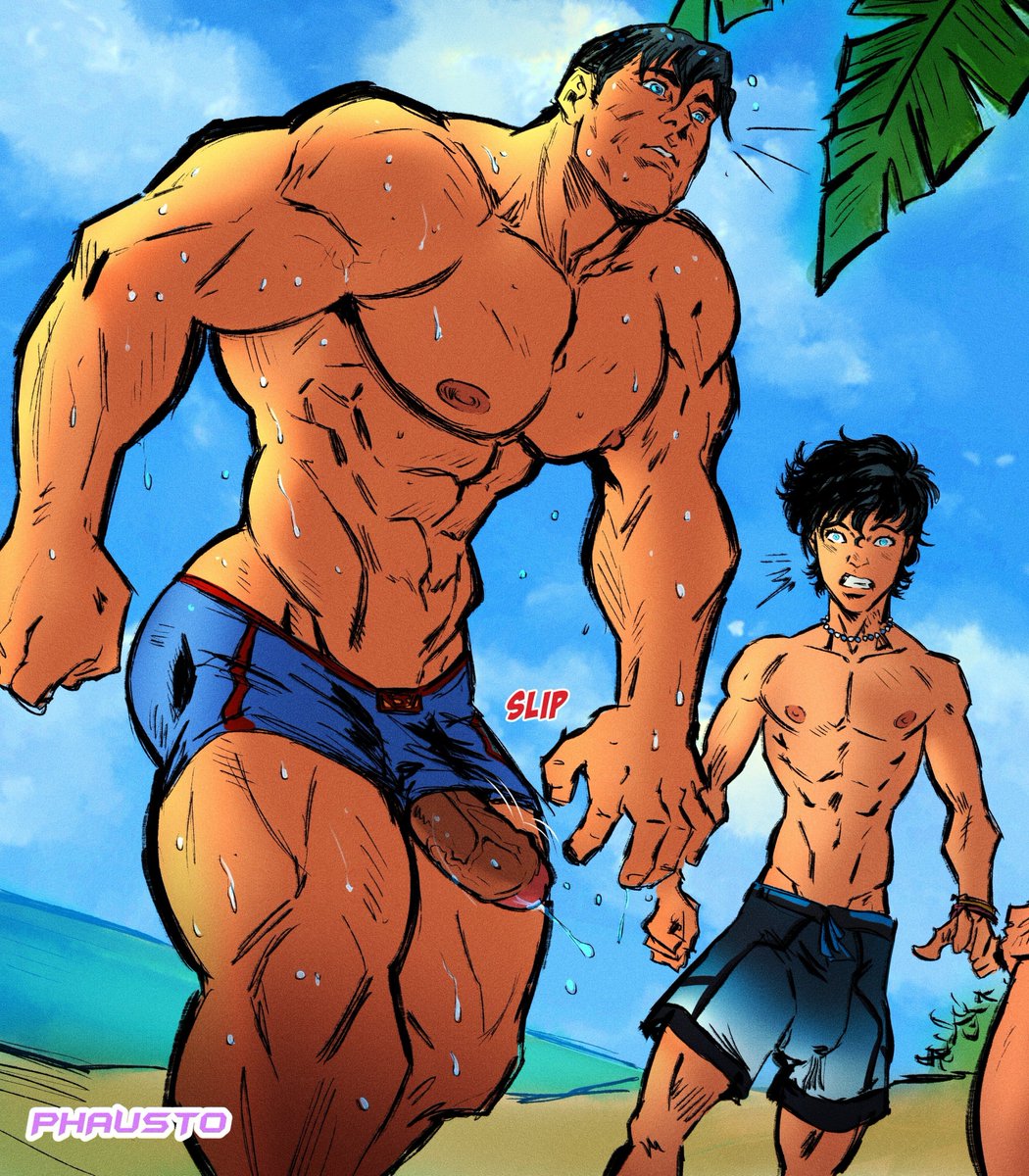 SUP3RSON's tweet photo. ¡Ah! Dad, I think... You should check that swimsuit. Really... now.

(Fuck, he is HUGE everywhere!) https://t.co/JVGAbL1wD8