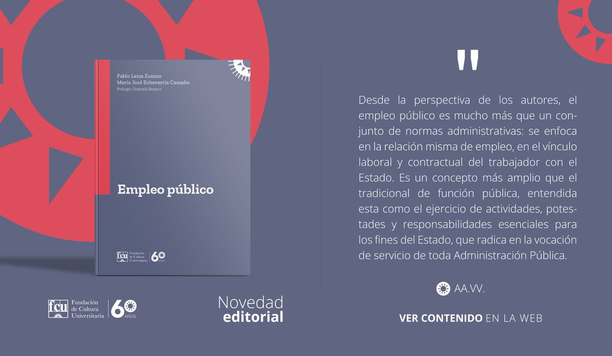FCUniversitaria's tweet photo. «Empleo público»

Autores:
Pablo Leiza Zunino
María José Echevarría Camaño

¡Ya disponible! 📚
¡Encontralo en nuestra web https://t.co/BbDaDyYTWs! 🌐
Y en nuestras librerías:
📍Ciudad Vieja
📍Hall Udelar
📍CENUR Salto https://t.co/L4lTfWGLdl