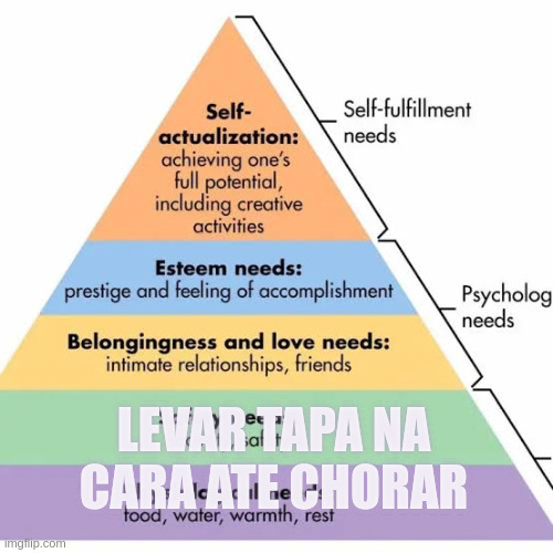 unsafespacedly's tweet photo. @n3k0_t Piramide de necessidades fundamentais de Maslow atualizada https://t.co/KoiWsh6nhW