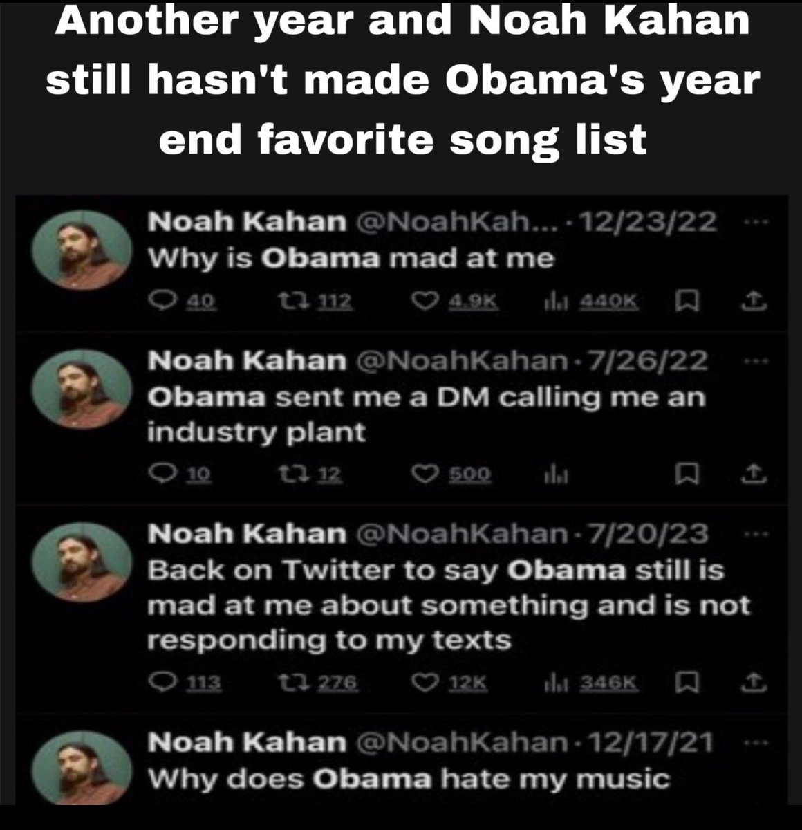 KahanArchive's tweet photo. 🚨| After years of Noah Kahan crashing out about never being on a Barack Obama favorite song list, it has finally happened 

Doors by Noah Kahan is on Barack Obama’s 2026 Summer Playlist https://t.co/dj33BDvRgc