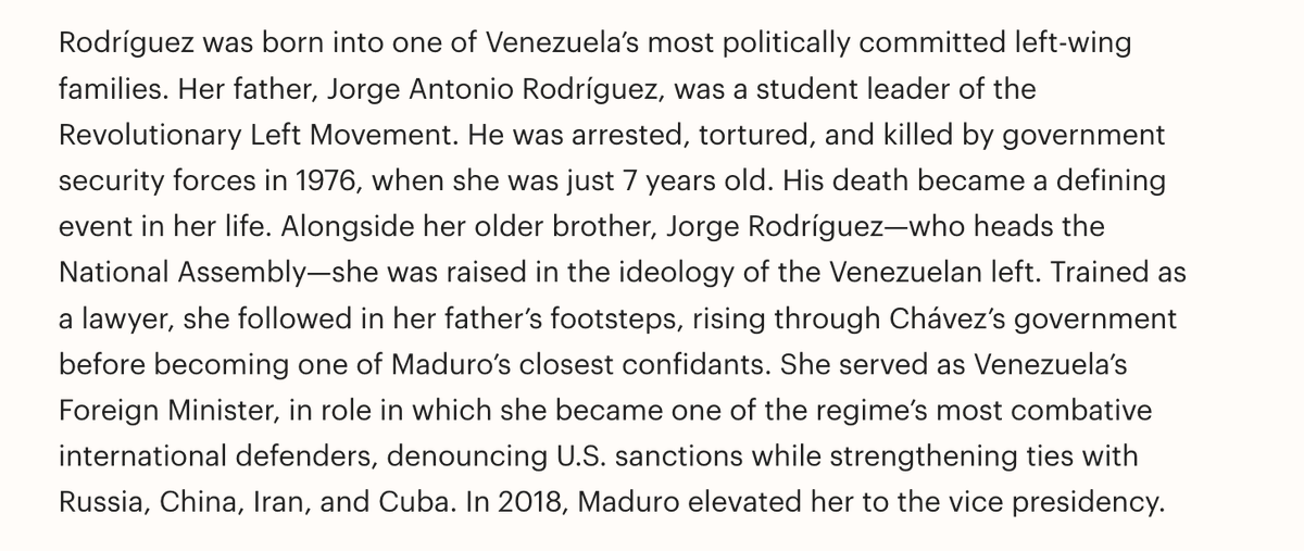 iamGermania's tweet photo. wow... it is wild and negligent for @TIME and @EricCortellessa to include this about Delcy Rodriguez' terrorist father and not mention he was a thug who kidnapped the American William Niehous. This man was not known as a 'student leader,' he was A TERRORIST! https://t.co/SH4ES68398