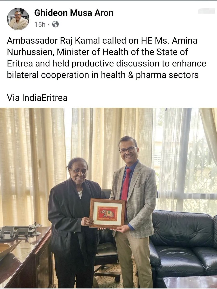 Afiye1952's tweet photo. This meeting is just another attempt to whitewash the #PFDJ dictatorship’s crimes. While #Eritreans suffer under indefinite national service, collapsed healthcare, and regime terror, India is legitimizing a brutal regime. No real cooperation is possible with
#EBRF #TransnationalRepression #BlueRevolution #RegimeChangeInEritrea #NoMorePFDJTerror #HumanRightsForAll @BeyeneGerezghe1 @CmaDawit @BereketKahsai1 @EGerasouli35992 @BradSherman @darrell @KjetilTronvoll @TiborPNagyJr @martinplaut @mrubin1971 @SenateForeign @washingtonpost @senatorscarr @SenAdamSchiff @SenatorDurbin @tedcruz  @DrJPPham  @SenJeffMerkley @DrChTouati @UN_HRC @UN @hrw @amnesty @IntlCrimCourt @washingtonpost @BBC @AJEnglish @_AfricanUnion @afric_insde