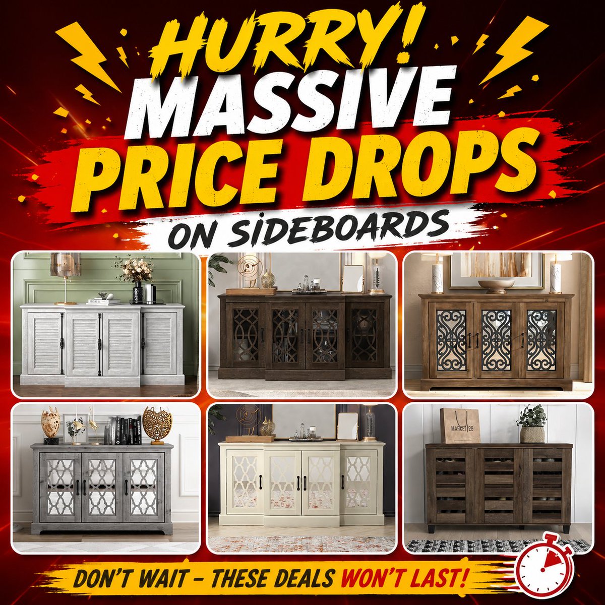 PriceErrors's tweet photo. #ad 🚨 Massive price drops on sideboards!

Save up to 80% off, plus new customers can score an extra 10% off with the email sign-up pop-up. 🏡🔥

🛒 https://t.co/StVHtKe7HA https://t.co/nr7uDGEU9H