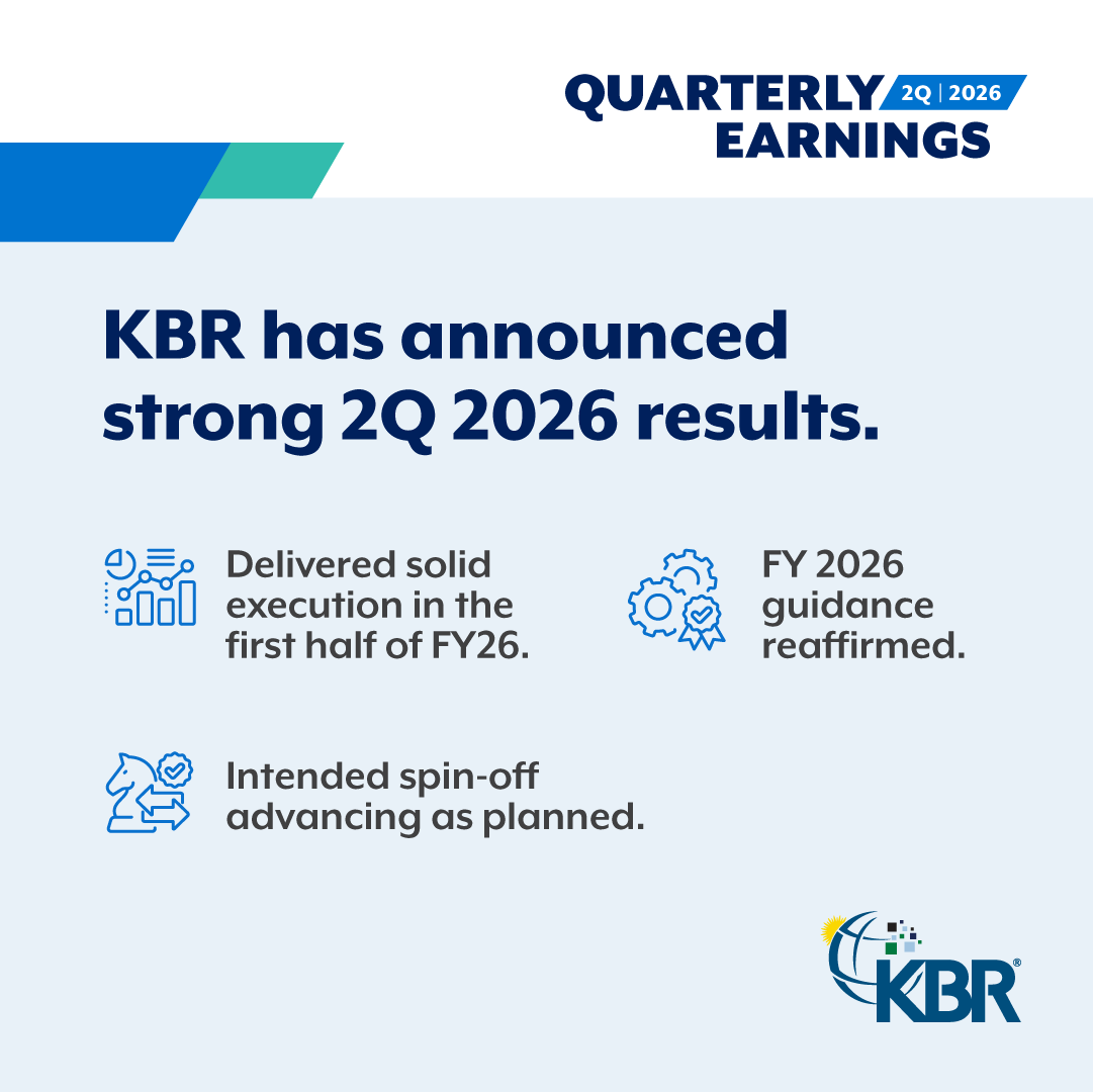 KBRincorporated's tweet photo. #KBR reported strong second quarter fiscal 2026 results, building on a solid first half of the year while continuing preparations for the planned separation of its Sustainable Technology Solutions (STS) and Mission Technology Solutions (MTS) businesses.

Read more » https://t.co/lQ9i10oIIl