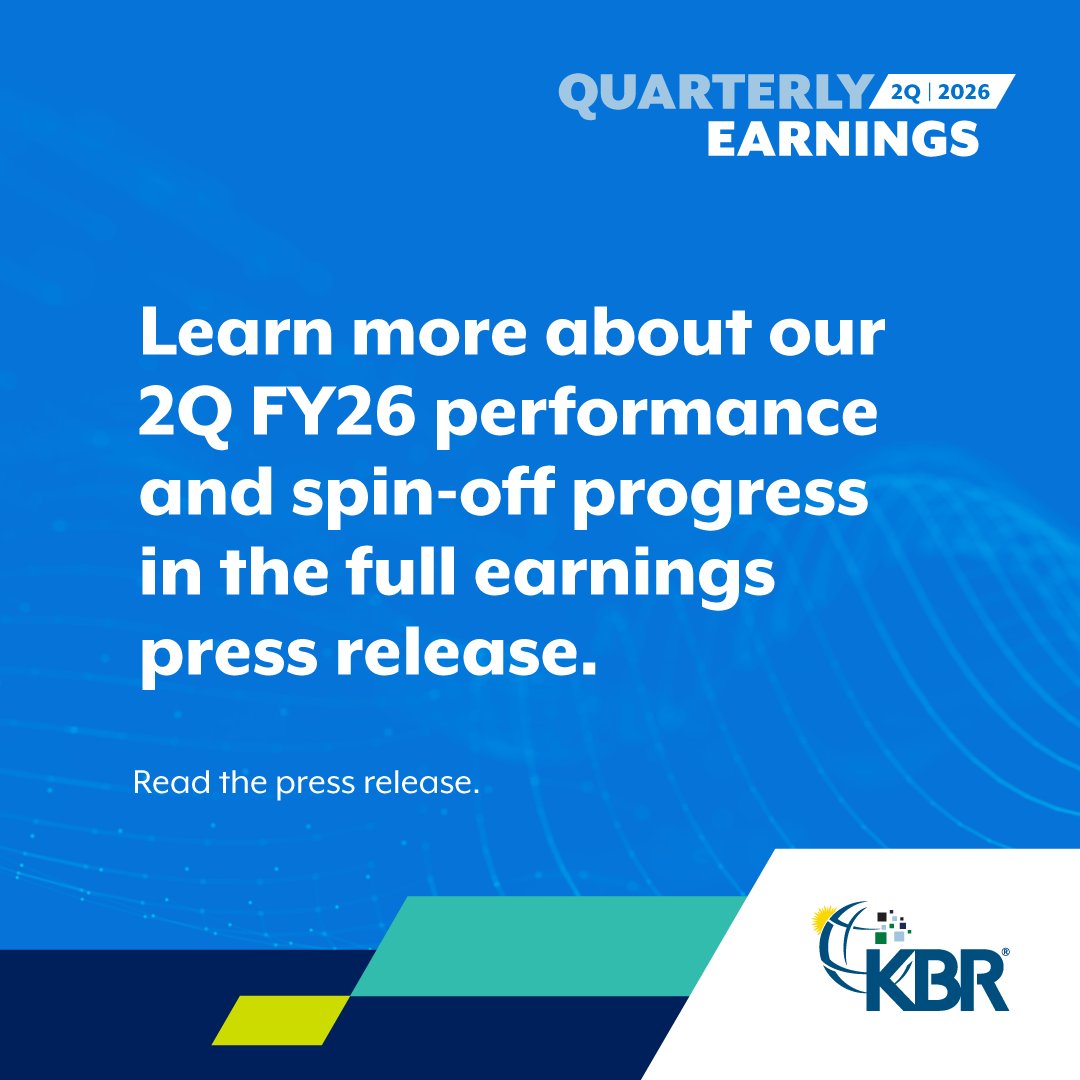 KBRincorporated's tweet photo. #KBR reported strong second quarter fiscal 2026 results, building on a solid first half of the year while continuing preparations for the planned separation of its Sustainable Technology Solutions (STS) and Mission Technology Solutions (MTS) businesses.

Read more » https://t.co/lQ9i10oIIl