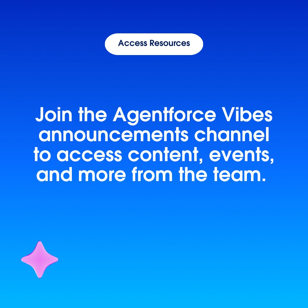 SalesforceforIT's tweet photo. Agentforce Vibes is now in the Agentblazer Community on @Slack 💙

A new home for announcements, release notes, and a place to share what you've built.

Get started with Agentforce Vibes today: https://t.co/BfgPgvaNrr https://t.co/OEX96XD461