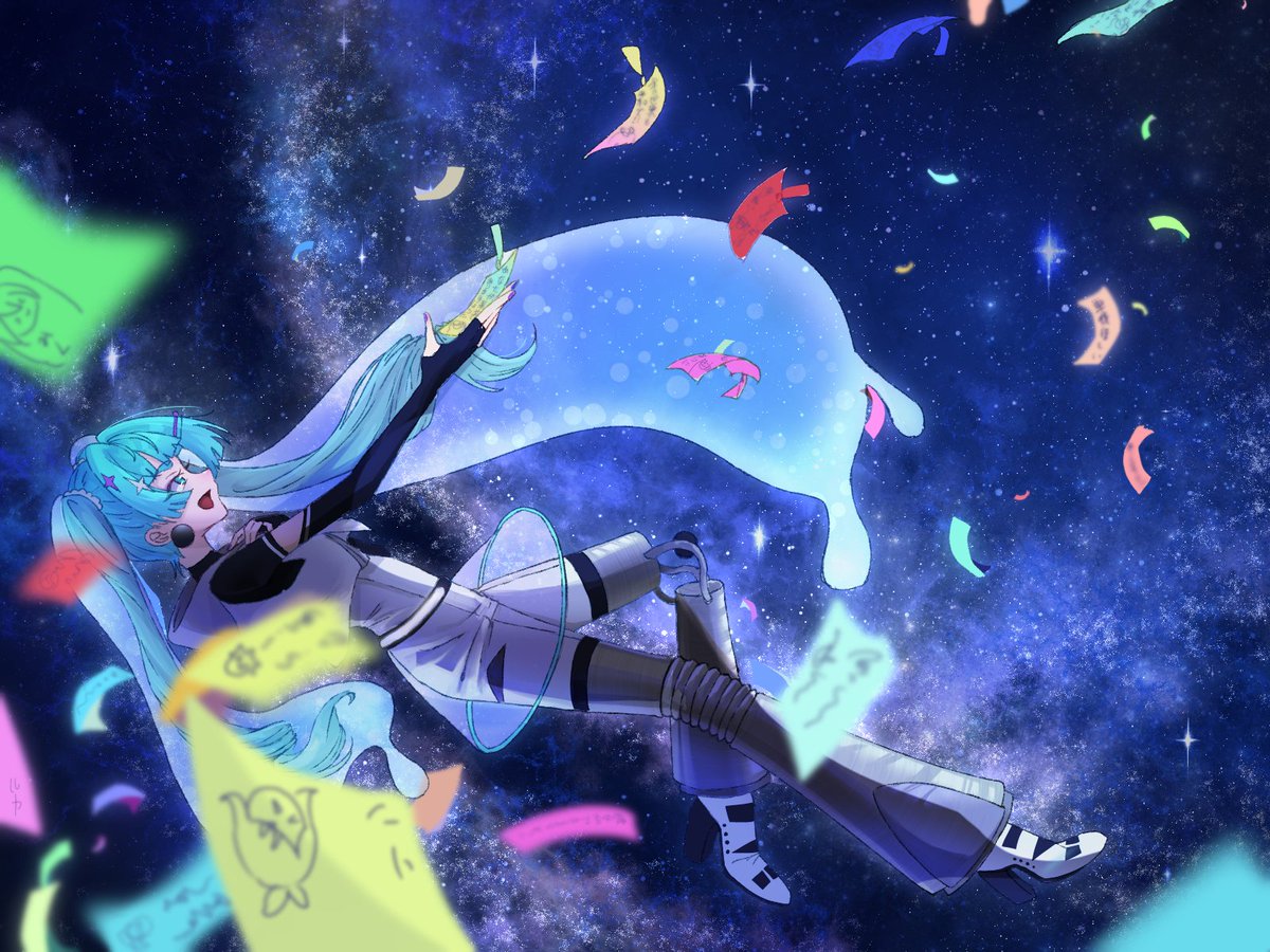 MikuITech's tweet photo. 📢 7月季節イラスト公開 🌐

空に輝く無数の星へ🌌
ミクさんたちと高専生からささやかな願いを...

#ITの展示室
#MikuIT
#MikuIT_Delta https://t.co/KgvBAQdRtm