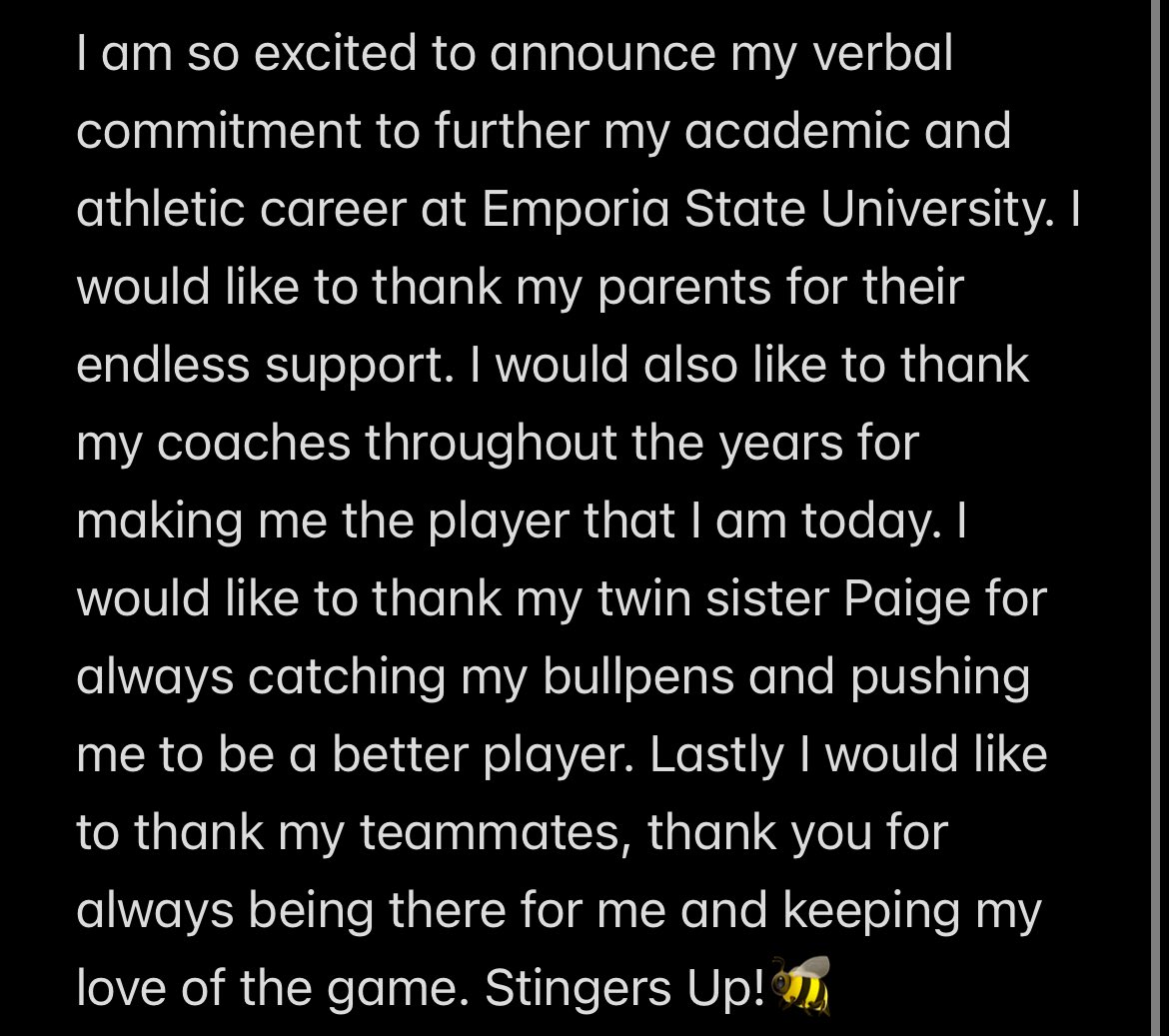 TaylorPeiker27's tweet photo. 100% Commited💛🥎 @EState_Softball @AFA_Vasquez @SMWSoftball @AldynMaree24 https://t.co/XVe4qrBnMR
