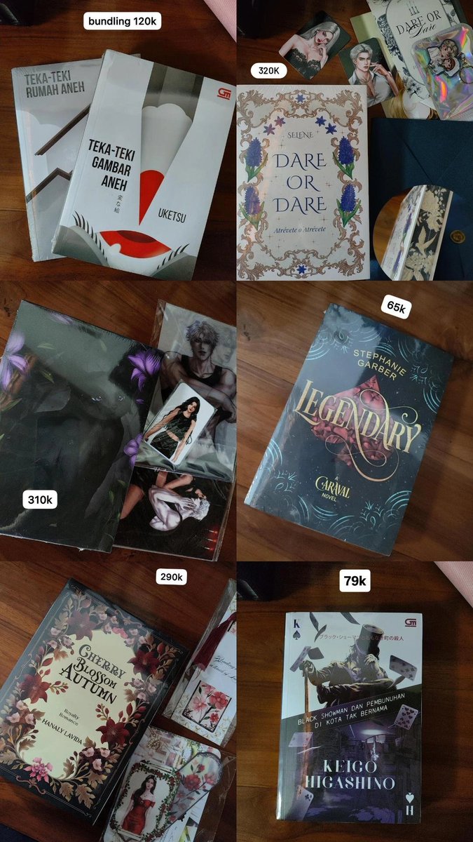 sheyna_gror's tweet photo. WTS
Teka-teki gambar aneh &amp; rumah aneh
dare or dare hc edges
lies and Resurrection HC edges
legendary 
cherry blossom autumn 
blackshowman 

all new sealed, bisa Oren ya https://t.co/Qimoz88vdN
