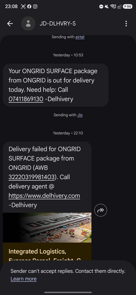 FernandesRexson's tweet photo. @help_delhivery @delhivery Who calls at 11 PM for delivery? Yesterday and today I got a call late at night. Right after calling the same number, nobody answers, and then I get a failed delivery message.
Why does your service often have such issues?
I need a clarification https://t.co/EGBw5eVSLV