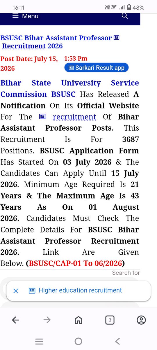 123subo's tweet photo. @DrLaxman_Yadav अभी हालही में बिहार सहायक प्रोफेसर के भर्ती हुआ जो बिना entrance exam के हुआ जिसमे पुरा संघी को किया गया है,
हमने पहले ही जानकारी दी लेकिन कोई फर्क नहीं पड़ा https://t.co/pbAuQ3hKNj