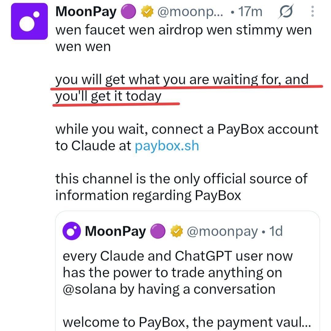 AvneeshCreation's tweet photo. 🤔 R u waiting for @moonpay PayBox Drop??

✅The team has confirmed again that the X Faucet will open today

😂But no specific time
🧵Follow my guide &amp; be ready

😴I'm going to sleep
📸Post ur screenshots, I will check tomorrow morning

💙Like
🔁RT https://t.co/cwSB0Ujb6r