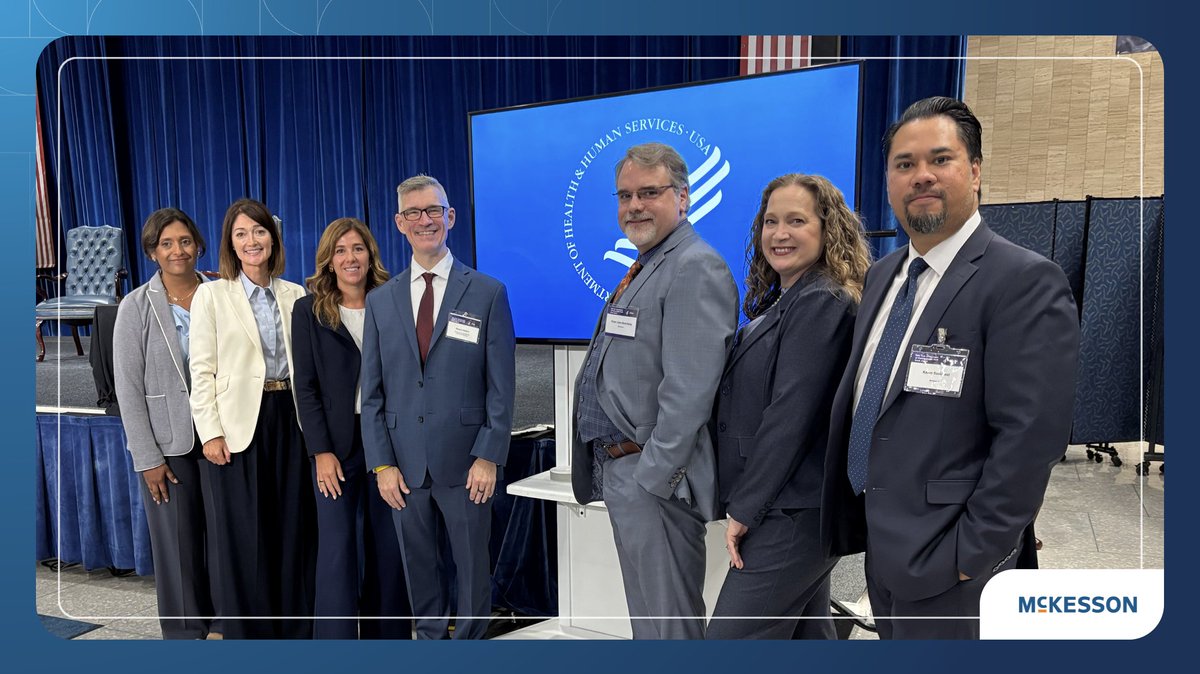McKesson's tweet photo. We joined healthcare, technology and government leaders at the HHS/CMS Health Technology Ecosystem anniversary event and signed four voluntary pledges on real-time benefits, price transparency, clinical trial matching and pharmacy interoperability. https://t.co/pEyQjIvOdm