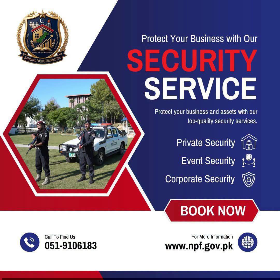 NPFPak's tweet photo. National Police Foundation Security Services. Our fully trained personnel deliver reliable security solutions tailored to your needs—from private and corporate security to event management and executive protection.
#NPF #NPFSecurity #ProfessionalSecurity #TrustedProtection https://t.co/1tFbqwW6nr