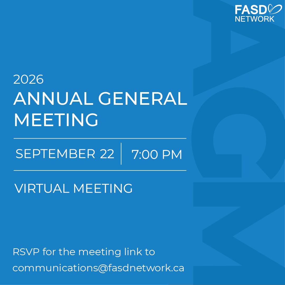 SaskFASDNetwork's tweet photo. The FASD Network's 2026 Annual General Meeting will be held virtually on Tuesday, September 22, 2026, at 7:00 p.m.
To receive the meeting link, please RSVP by emailing communications@fasdnetwork.ca.

We look forward to having you join us. https://t.co/JcGoY33vZd