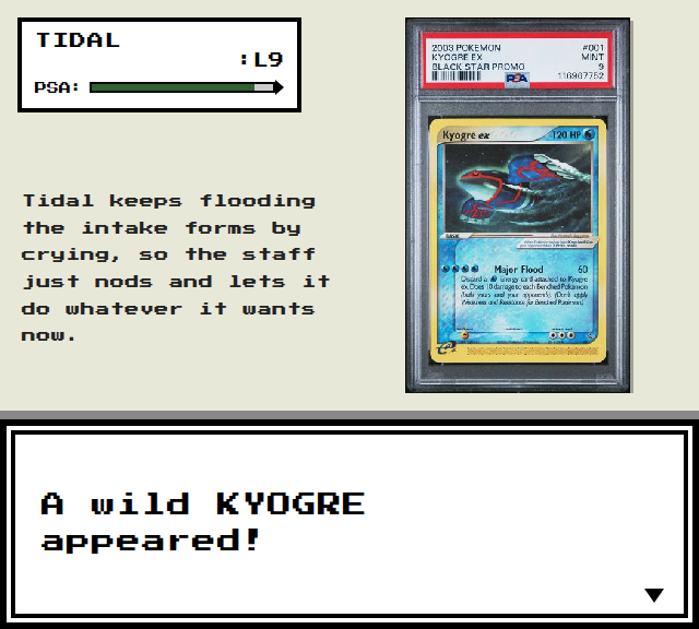 PokeRescue's tweet photo. Tidal keeps flooding the intake forms by crying, so the staff just nods and lets it do whatever it wants now.

https://t.co/Uk7I5fnHAt @Collector_Crypt https://t.co/uMb7WAXF7W