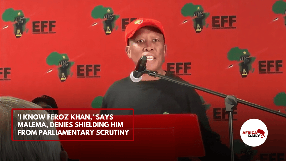 AfricaDailyZA's tweet photo. EFF leader Julius Malema confirms reaching out via Mo Sayed after Feroz Khan was shot, but denies shielding the suspended crime intelligence general from parliamentary scrutiny.