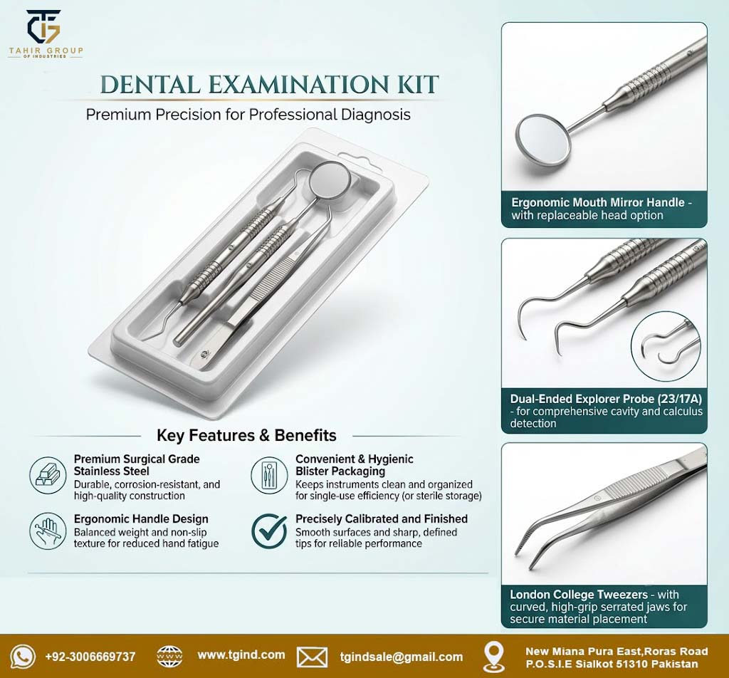 TGI_Industries's tweet photo. Dental Examination Kit

Explorer Probe 23/17A

London College Tweezers

Mouth Mirror Handle

With Packing https://t.co/wpaIG9aOzO