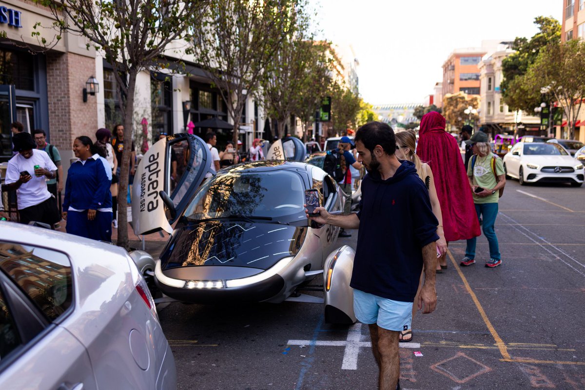 aptera_motors's tweet photo. Comic-Con this past weekend was a blast. We met people from all over who stopped by to check out Aptera. Sometimes the real superpower is not needing a charger. 💚 https://t.co/AgN0f2TOaT