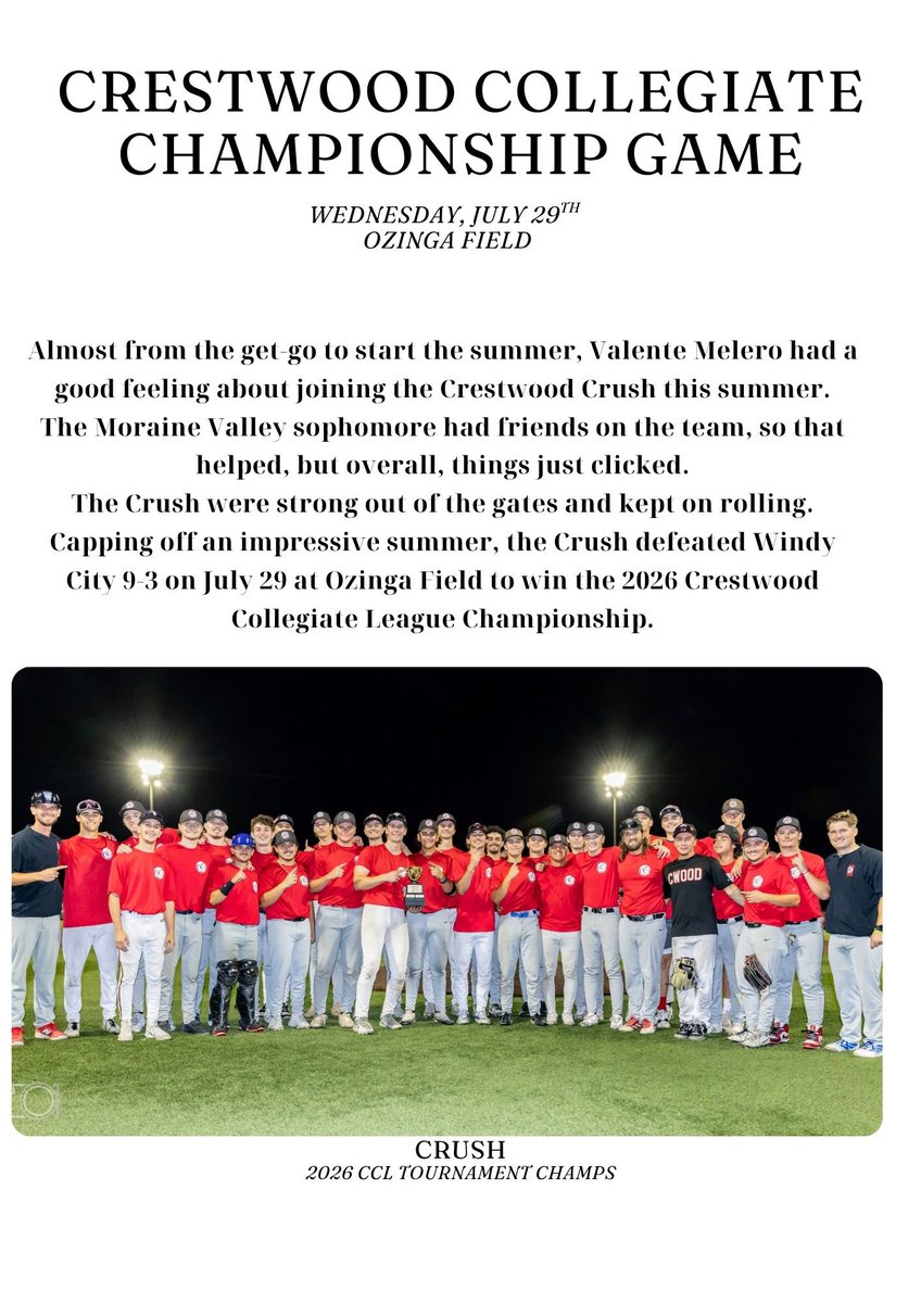 chicagoleague27's tweet photo. Check out this article written about the 2026 Crestwood Collegiate League Championship Game https://t.co/1qagGZhDbU
