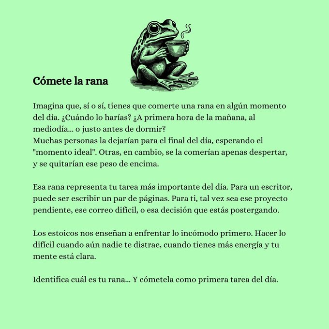 manuelmalvo's tweet photo. Se hace lo más complicado primero, para
evitar el estrés. Desde MenteEstoica. https://t.co/myfvMLqvV3