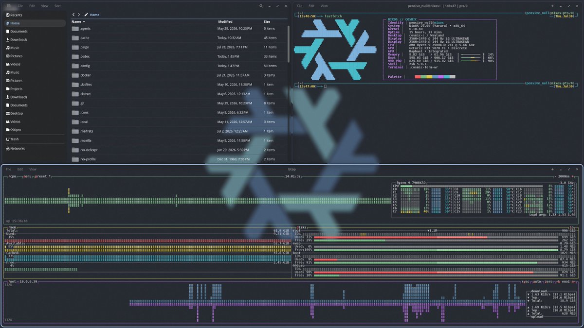 bot_unixporn's tweet photo. [COSMIC] COSMIC + NIXOS
Link: https://t.co/vR8WFh0rwU

#unixporn #linux #screenshot https://t.co/ULeEUCsqXw