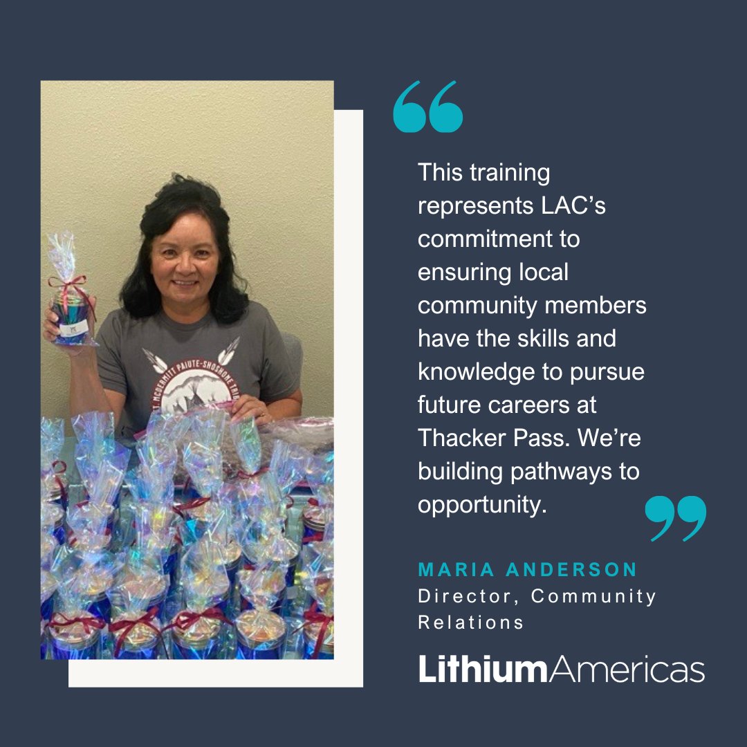 LithiumAmericas's tweet photo. Our Indigenous engagement is led by our Director Community Relations, Maria Anderson, who works closely with the Fort McDermitt Paiute and Shoshone Tribe to better understand their interests and advance shared priorities. This includes providing training programs that reflect the needs and interests of the Tribe, such as Process Plant Fundamentals Training, Heavy Equipment Operator Training and Cultural Monitor Training.

Learn more about our Indigenous engagement in our 2025 ESG-S Report https://t.co/7bS9cjQKaw

$LAC #lithium #Nevada