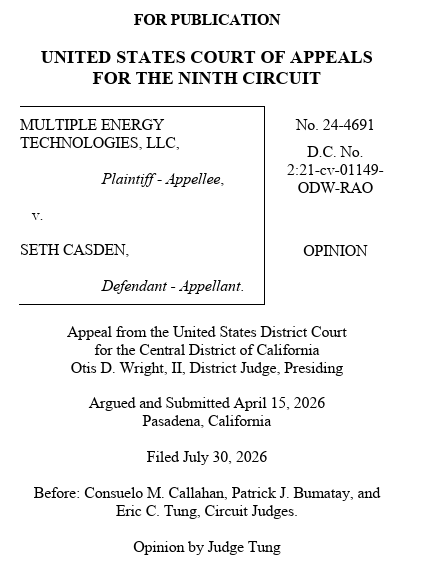 EWess92's tweet photo. Two athletic-wear companies made clothes with a reflective infrared strip. One sued the other for falsely claiming FDA's endorsement. The loser went into bankruptcy, and the winner sued the loser's CEO. Tortious interference with contract? No, per Judge Tung. https://t.co/oEnDgB2se5