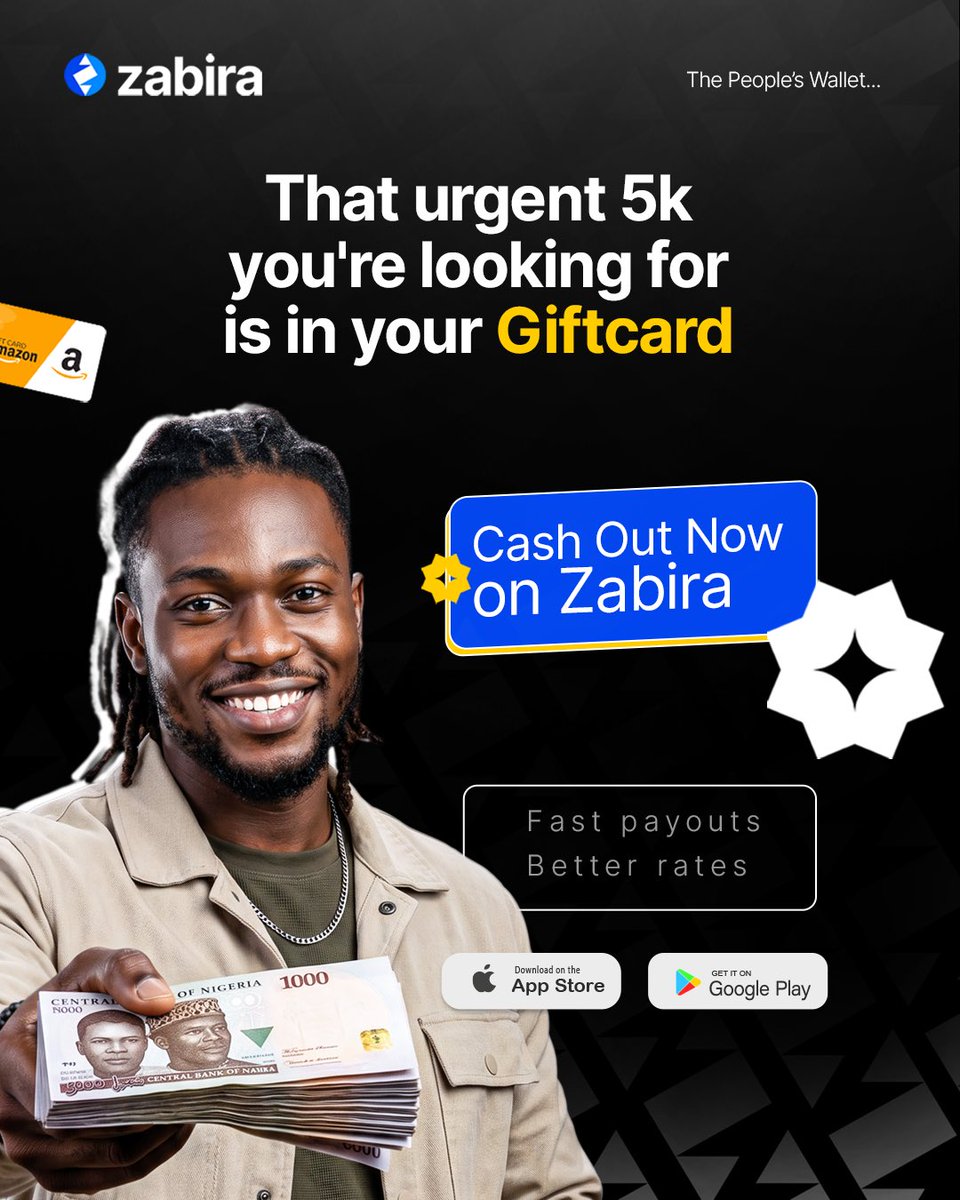 TheZabira's tweet photo. That gift card you've been holding onto could be the extra cash you need today.
Instead of letting it sit idle, cash it out on Zabira for fast payouts at competitive rates.
Your money shouldn't have to wait. Trade now.
#Zabira #ThePeopleWallet #GiftCards #CashOut #FastPayouts https://t.co/s19933dI5q