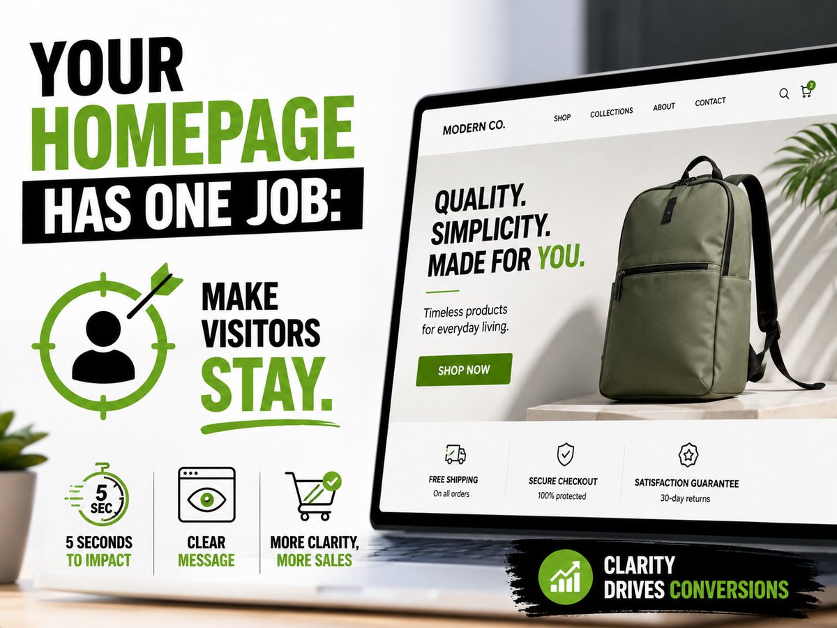 StellaDevTech's tweet photo. Your homepage has one job:

Make visitors stay.

If they can't tell what you sell within 5 seconds, they'll likely leave.

Clarity beats clever design every time.

What's the first thing you notice on a homepage?

#Shopify #CRO #SpiderManUnNuevoDía https://t.co/l0fwbjw41s