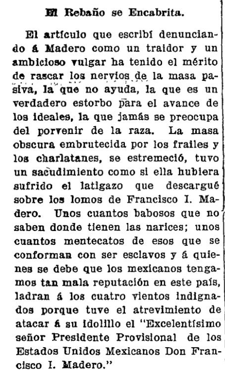 ElMosquito1900's tweet photo. @JACrespo1 Dice Flores Magón que esa señora es del rebaño que se encabrita... https://t.co/HavFfnGDfo