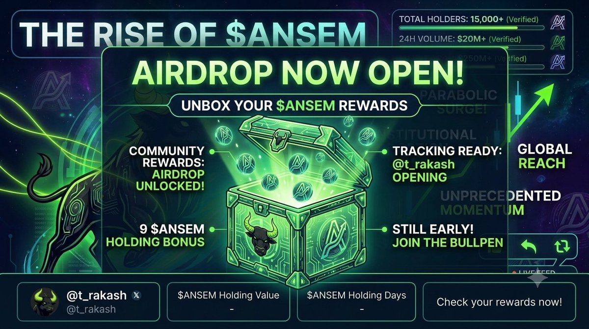 t_rakash's tweet photo. I’m currently holding 9 $ANSEM tokens in my wallet! 💎
Just wondering, is holding 9 $ANSEM enough to be eligible for the upcoming airdrop? Would love to get some insights from the community! 🙏✨
#ANSEM #Airdrop #Crypto #CryptoCommunity #Altcoins #Web3 https://t.co/EsoPNEpAQ7