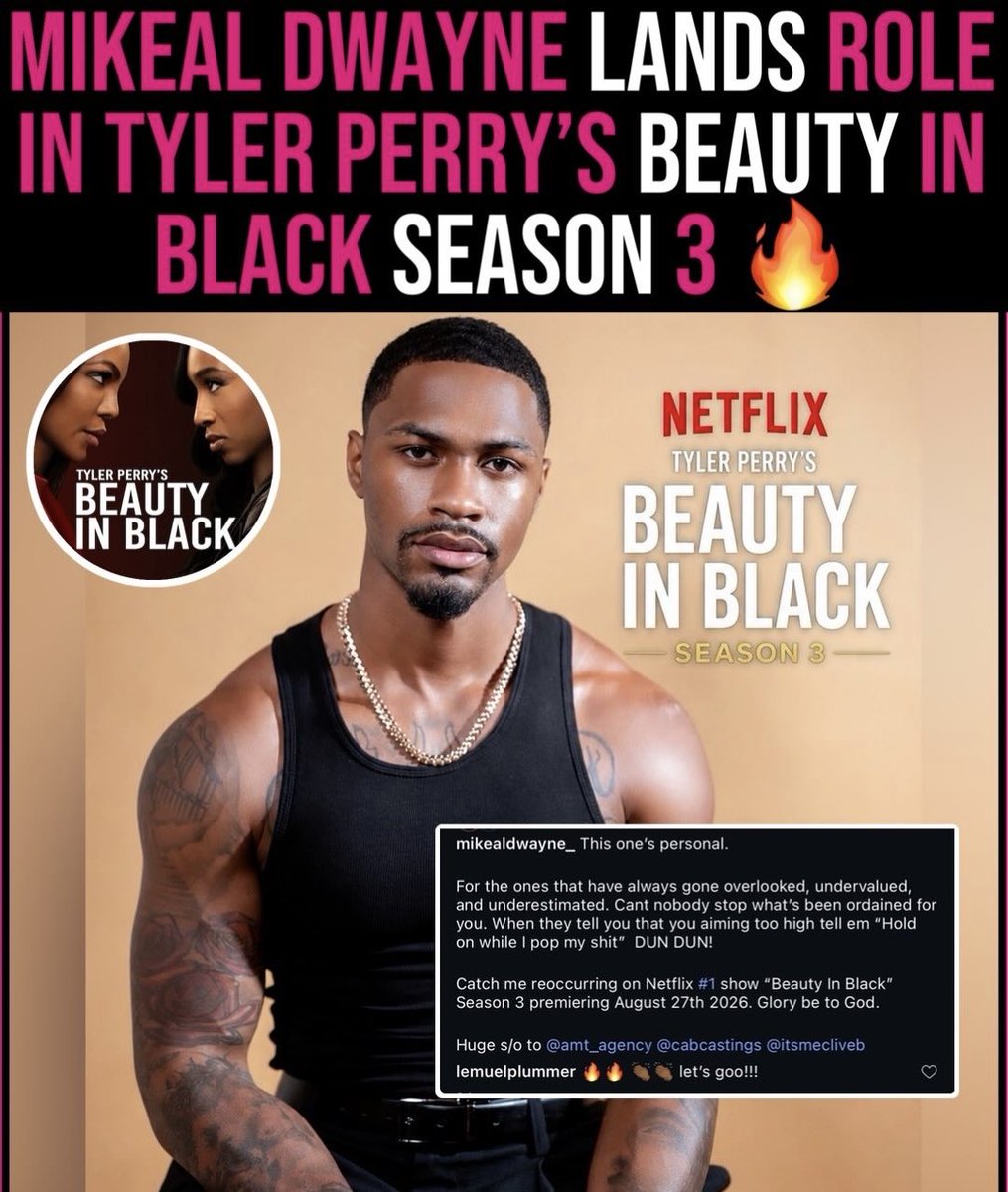 ZeusNetworkTea's tweet photo. Mikeal Dwayne lands a role in Tyler Perry’s ‘Beauty in Black’ Season 3! 🥳

This is the second person to go from Zeus Network to working with Tyler Perry! https://t.co/2p8V6Ti5Hw