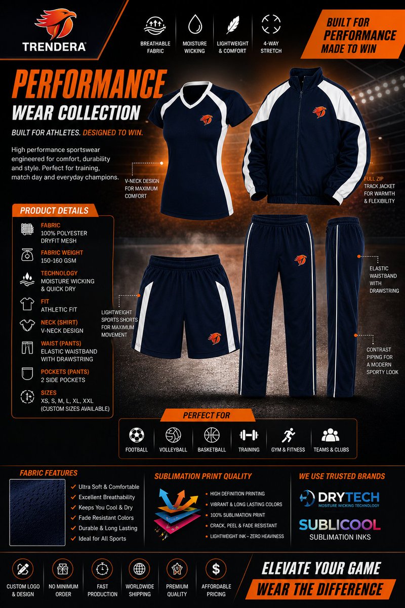 TrenderaSports's tweet photo. Built for Performance. Designed to Win. 🔥
Custom sportswear that combines comfort, style, and durability for every athlete. 🏆
#TrenderaSports #PerformanceWear #CustomSportswear #Sportswear #Teamwear #AthleticWear #Sublimation #Football #Basketball #Volleyball #Activewear https://t.co/SxmU5Yi953