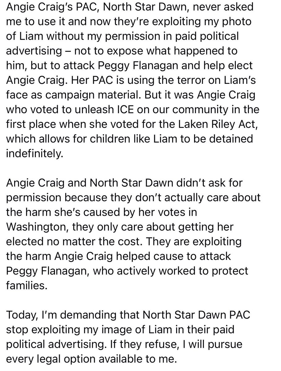 NortonMpls's tweet photo. The woman who took the famous photo of Liam Ramos being abducted by ICE in a bunny hat is calling on Angie Craig’s PAC to stop using it without permission.

“…it was Angie Craig who voted to unleash ICE on our community in the first place when she voted for the Laken Riley Act” https://t.co/32gQjVVjyQ
