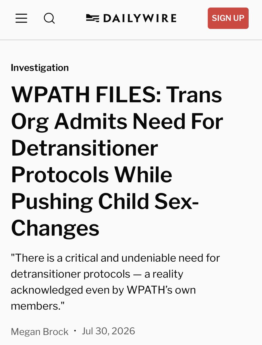 alleighmarre's tweet photo. WPATH quietly admits the need for detransition protocols as it has spent years advocating for life-altering child sex change interventions.

WPATH misled families on the harms and irreversible effects associated with these procedures, all in the name of ideology. https://t.co/0a8ztUYNdw
