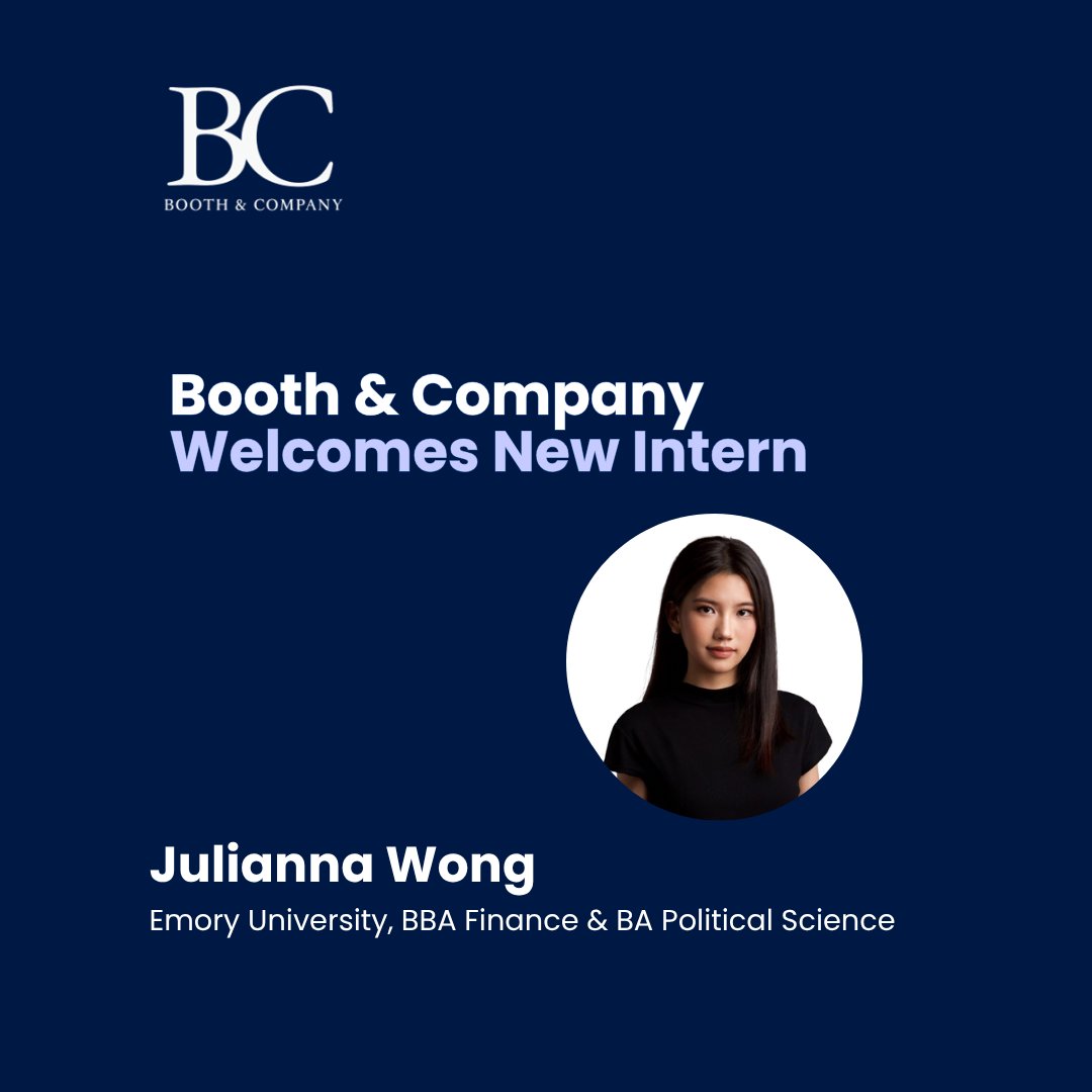 Booth480's tweet photo. Please join us in welcoming Julianna Wong to Booth & Company. Julianna is studying finance and political science at Emory University. We are glad to have her on the team.

A. Booth & Company is an affiliate of GT Securities Member FINRA SIPC.

#wealthmanagement #rias #ria #advisors #privatebanking #financeandeconomy #financialplanning #managementconsulting #privateequity #fintech #hvac #hvaclife #airconditioning #hvactechnician #hvacservice #heating #truckingbusiness #trucking #truckdriver #constructionservices #contractor #renovation