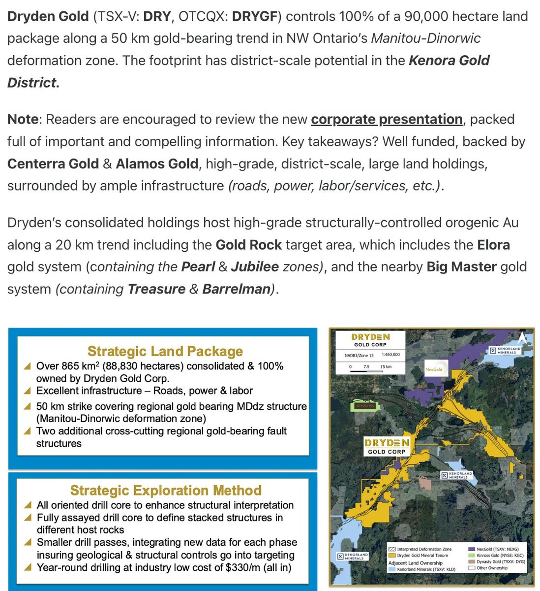 peterepstein2's tweet photo. New on Dryden Gold @DrydenGold $DRY.V #gold #highgrade #Ontario -- This junior is backed by Centerra Gold &amp; Alamos Gold. It is cashed up, drilling aggressively in NW #Ontario and has a large land package. Lots to like here. Check it out!  https://t.co/Gr6la3CBCO https://t.co/3zB3vJBq8f