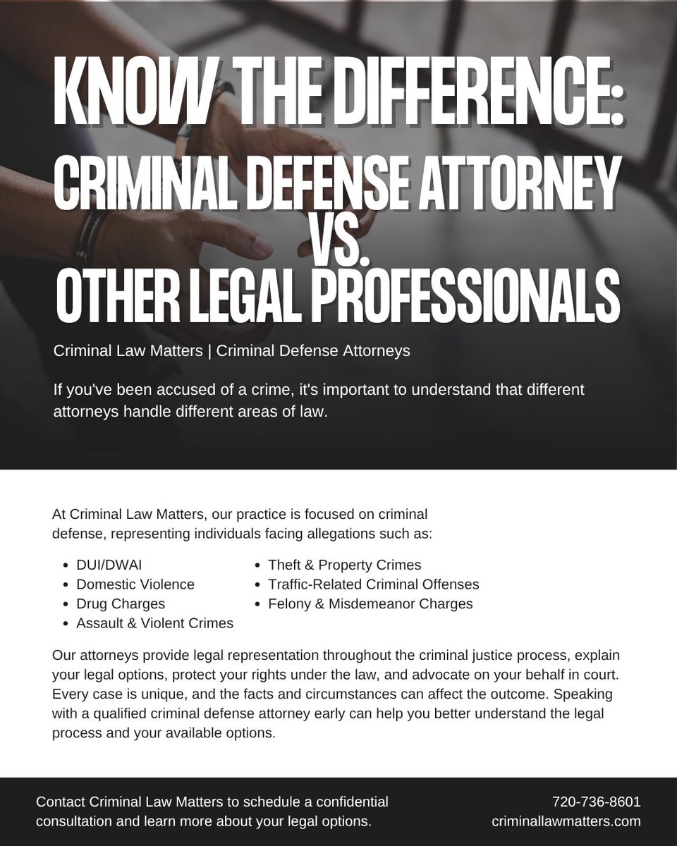 William93057150's tweet photo. Facing criminal charges? Understanding your legal options early can make a difference. Criminal Law Matters focuses on criminal defense, including DUI, domestic violence, felony, misdemeanor, and traffic-related offenses. Schedule a confidential consultation. #CriminalDefense https://t.co/j7tzDlQpqa