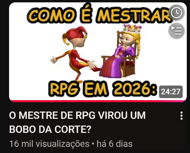 eumestreakira's tweet photo. O youtube me recomendou esse vídeo e assistindo percebi como a "visão" de mestrar RPG mudou desde o seu surgimento para cá.

A figura do mestre como professor, juíz, amigo, adversário, ator, "bobo da corte" nunca foi tão real como nos dias atuais.

Ótimo vídeo. Canal rpgdereview. https://t.co/1N9bBw3ICY