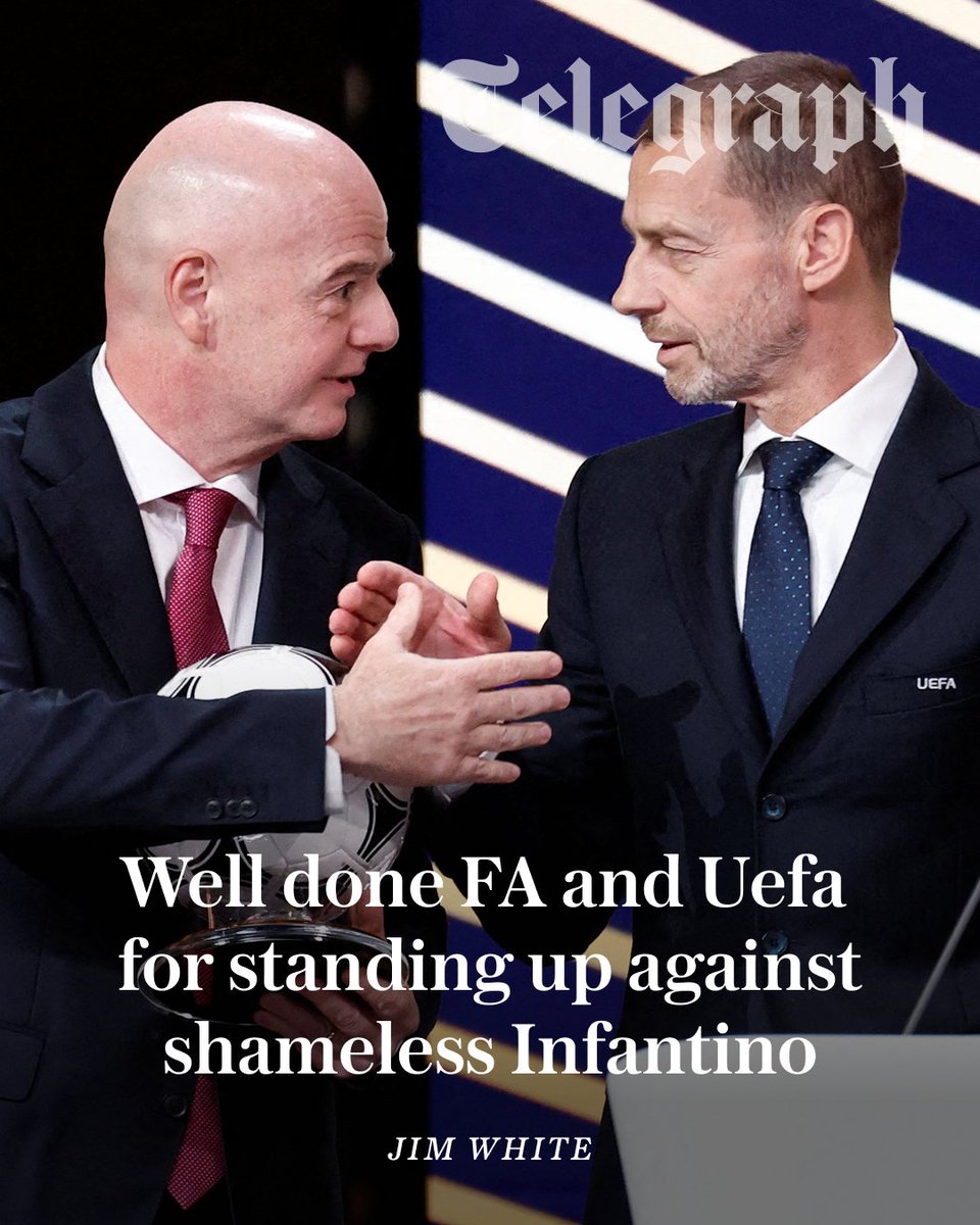 TeleFootball's tweet photo. 'The Infantino project is now deader than a Python parrot. It is finished. 

'Equally, however, the man behind it should not, cannot, survive in his position. A decent man would resign. But, for obvious reasons, that is not going to happen.'

Well done to the FA and Uefa for standing up to Infantino, writes @jimw1 👇
https://t.co/YGQeYsvOkq