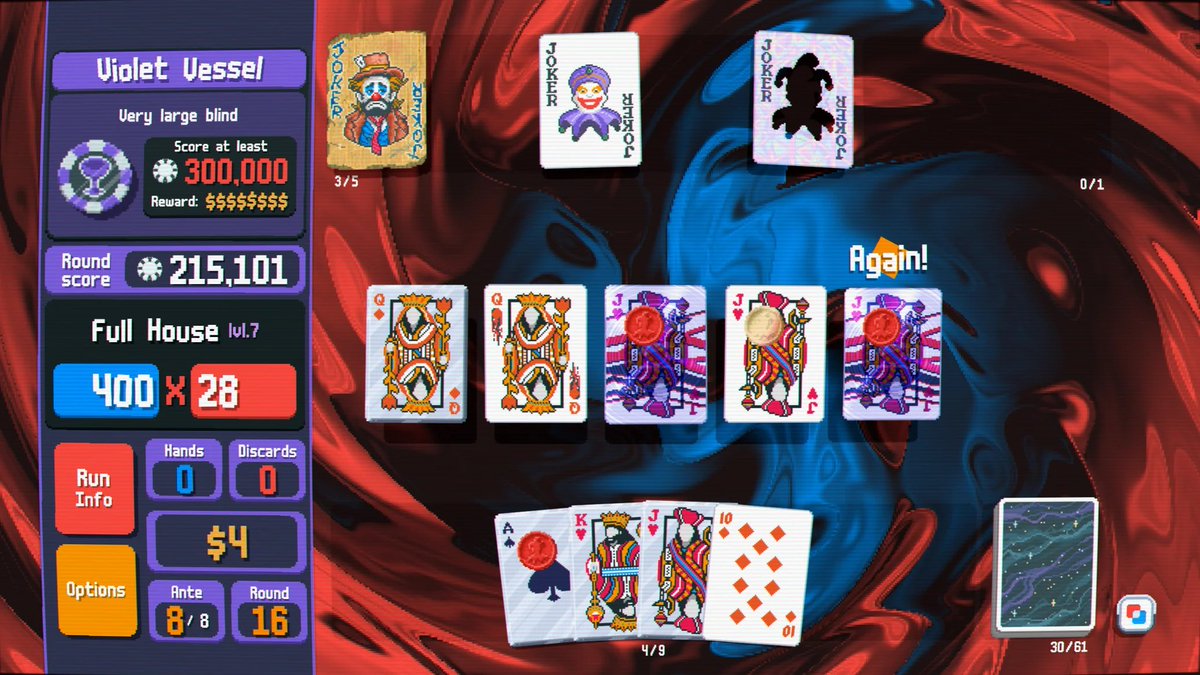 MetalFreak_PS's tweet photo. 5. "Balatro" Un roguelike de poker la mar de adictivo. Me lo pille porque era barato y quería algo ameno para matar el tiempo antes de meterme de lleno en algo mas tocho y al final me ha enganchado bastante. https://t.co/9ozUGZZ7rN
