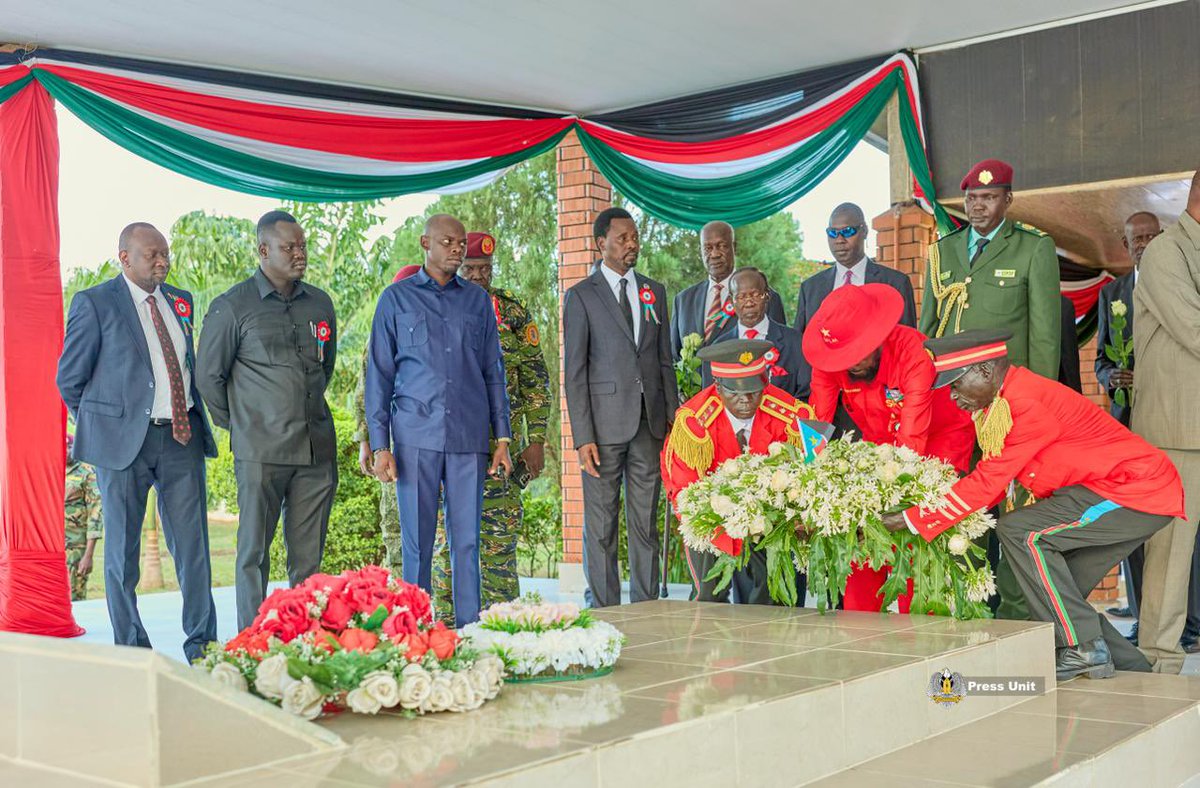 StateHouseJ1's tweet photo. JUBA, July 30, 2026 — The President of the Republic, His Excellency Salva Kiir Mayardit on Thursday led the nation in commemorating Martyrs' Day, paying tribute to the men and women whose sacrifices laid the foundation for the Republic of South Sudan.

Citizens, government officials, members of the security services, diplomats, and veterans gathered for the solemn ceremony to honour the country's national heroes and heroines. The commemoration was led in memory of the Founding Leader, Dr. John Garang de Mabior, and all those who gave their lives in the struggle for freedom, justice, and independence.

READ MORE: https://t.co/JrLOfw3Zwd

#SSOX #SouthSudan