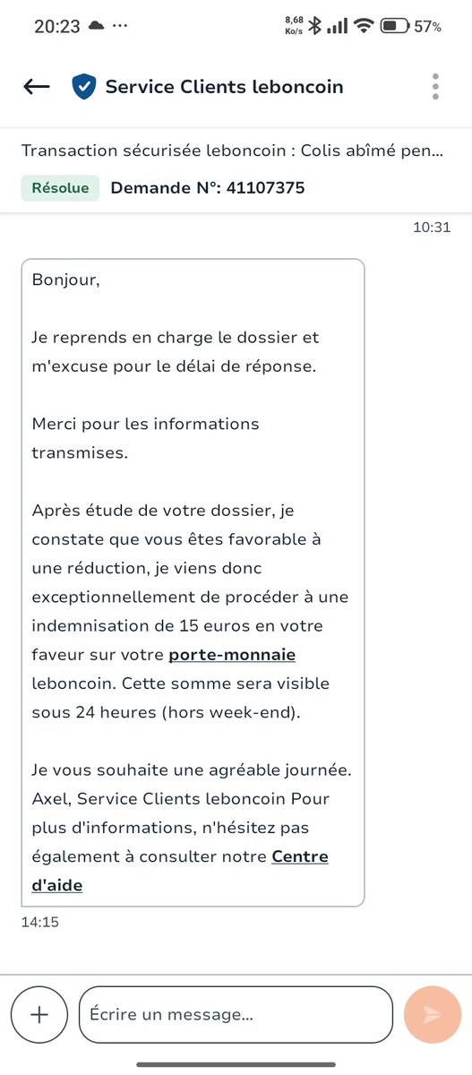 MichelParis19's tweet photo. @leboncoin Alerte générosité chez @leboncoin !
​15€ de remboursement "exceptionnel" pour un matériel détruit à la livraison... Quelle blague 🤡 !
​Un conseil : priez très fort pour ne JAMAIS avoir de souci de livraison avec eux.
​📁 Dossier N° 41107375
🔄 RT svp https://t.co/gtZYGbkuYz