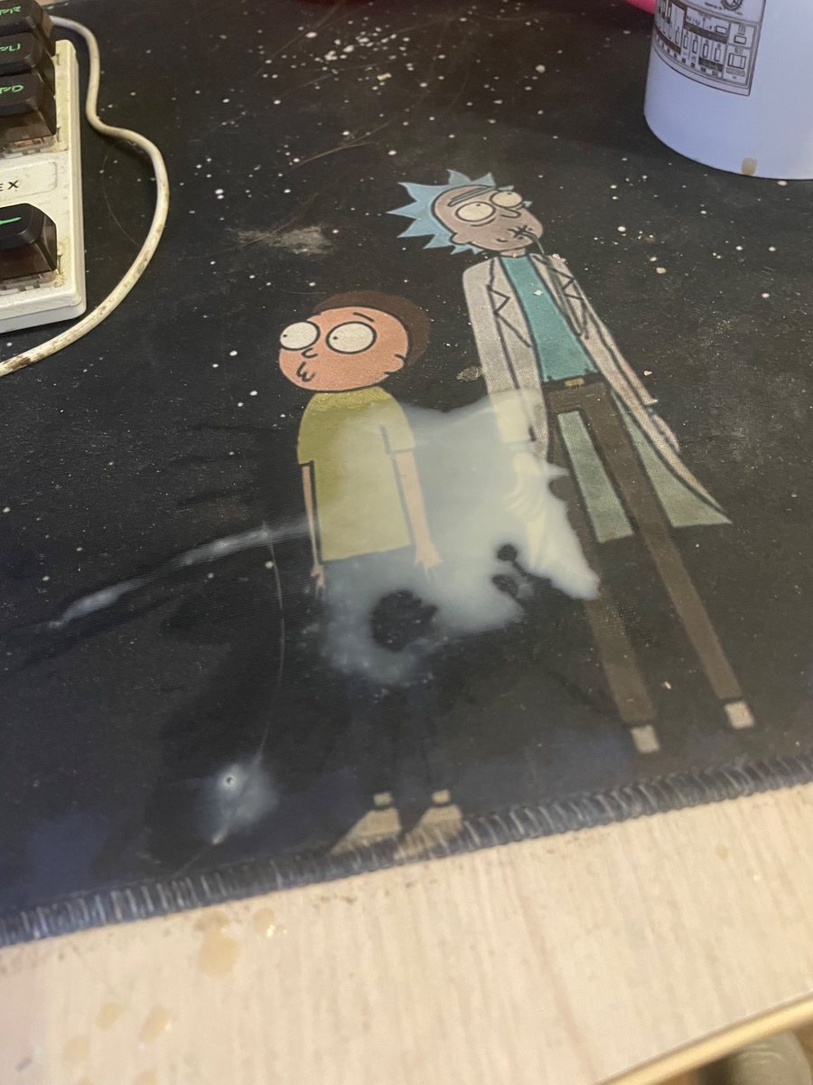 jermoomf's tweet photo. accidentally spilled some coffee and it looks like i genuinely just shot a load into my mousepad https://t.co/LvgJsDKqk5